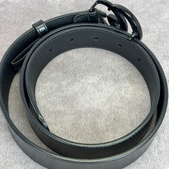 Gucci Azalea Double G Calfskin Enamel Monochrome Belt Black 414516 85/34 - Picture 4 of 8